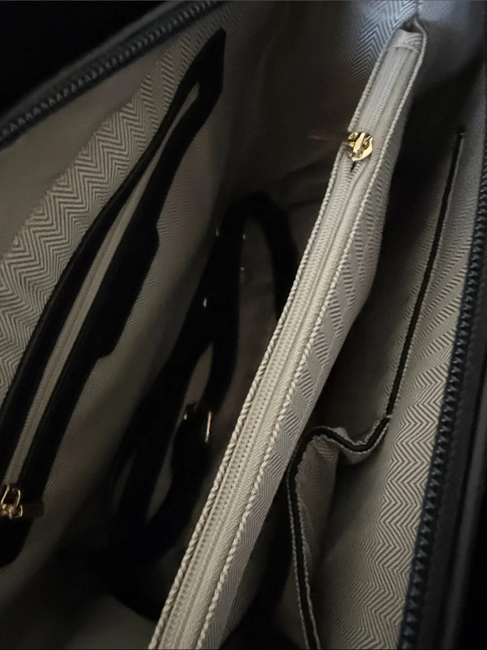 Black satchel bag with wallet